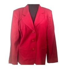Sag Harbor Red 100 Wool 3-Button Blazer Jacket vintage dark academia office