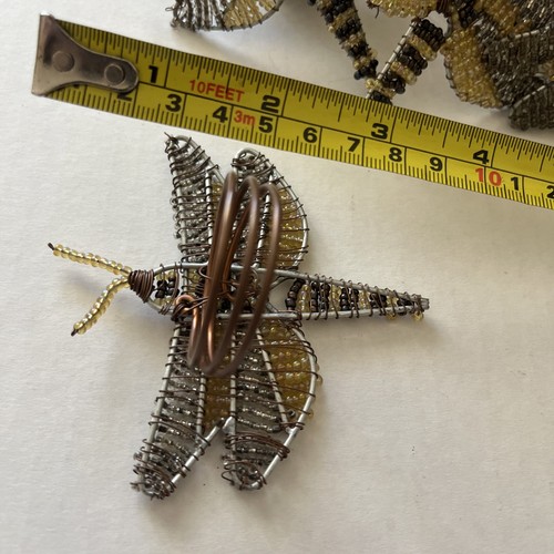 12 Anelli Tovagliolo Mosca Drago Perline Oro Argento Filo Marrone - Foto 9 di 9