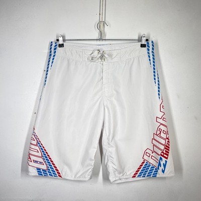 Billabong Board Shorts Mens W34 M White Spell Out Y2K Vintage Surf Swim Beach