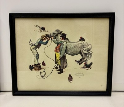 Norman Rockwell Framed Art Prints Set of 2 Horse Chickens People Dogs Family