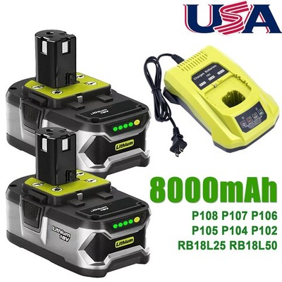 8.0Ah 18Volt For RYOBI P108 8Ah 18V One+ Plus High Capacity Lithium Ion Battery
