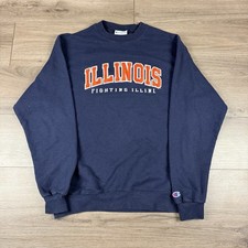 Champion Illinois Fighting Illini Sweatshirt Mens Large Navy Crewneck NCAA