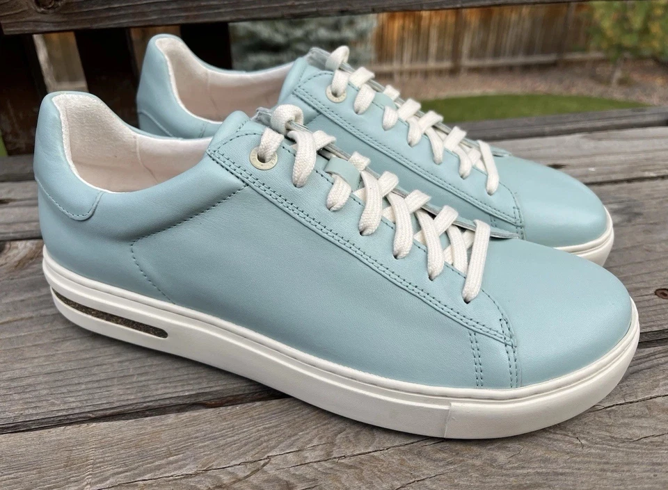 Женские кожаные кроссовки Birkenstock Bend низкие размер 39 США 8 на шнуровке - светло-голубые - Изображение 2 из 4