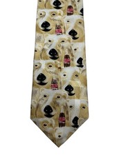 Coca-Cola Polar Bear Print Neck Tie Beige  Multicolor Polyester