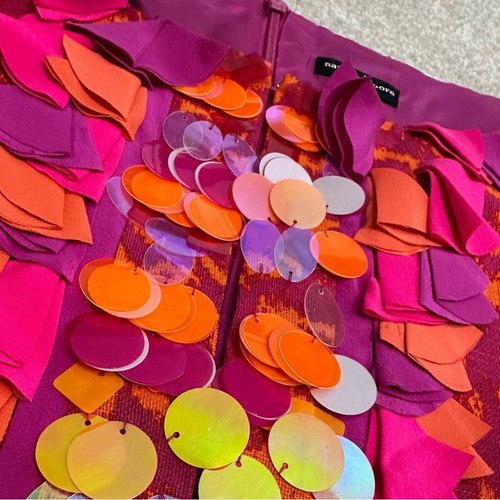 Nanette Lepore Embellished Pink Orange Linen & Silk Dress Pockets Spring Summer - Picture 9 of 12