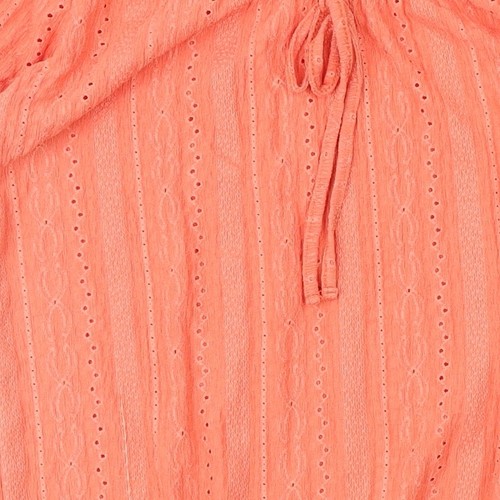 M&Co Women's Orange Blouse Size 14 Scoop Neck Puff Sleeve - Picture 10 of 12