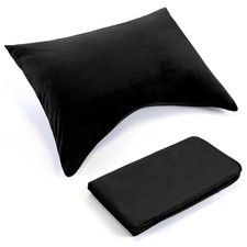 1 Piece Plush Curved Pillow Case, Queen Size, for Side and Back Sleepers Black