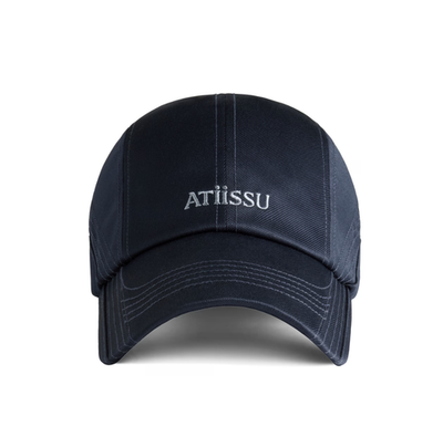 帽子 atiissu cap ATIISSU Arcon Cap Navy Cotton Stitch Detail Logo Hat 100