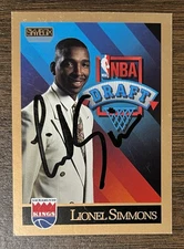 LIONEL SIMMONS AUTOGRAPHED 1990-91 SKYBOX ROOKIE BASKETBALL CARD # 364 KINGS