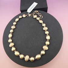 Liz Claiborne Gold Tone Domed Oval Station Necklace Chunky Statement Vintage
