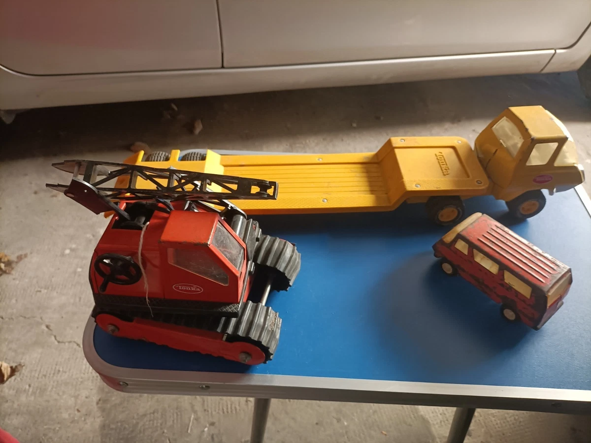 ANCIEN VINTAGE 60'S jeux jouet camion Tonka ciment en métal orange