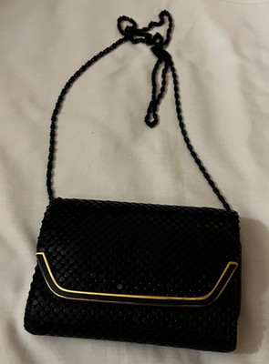 Ashley More Black Metal Mesh Evening Bag Clutch Removable Chain Strap 6.5 X 5 