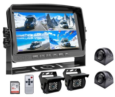 1080P RV 360 Panorama Backup Camera 7'' DVR Monitor for Truck Trailer Van 32GB