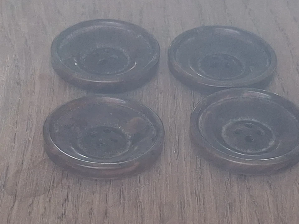 Vintage Art Deco Concave Set of Brown Marbled Bakelite 4 hole Buttons 22mm B92 - Image 3 of 4