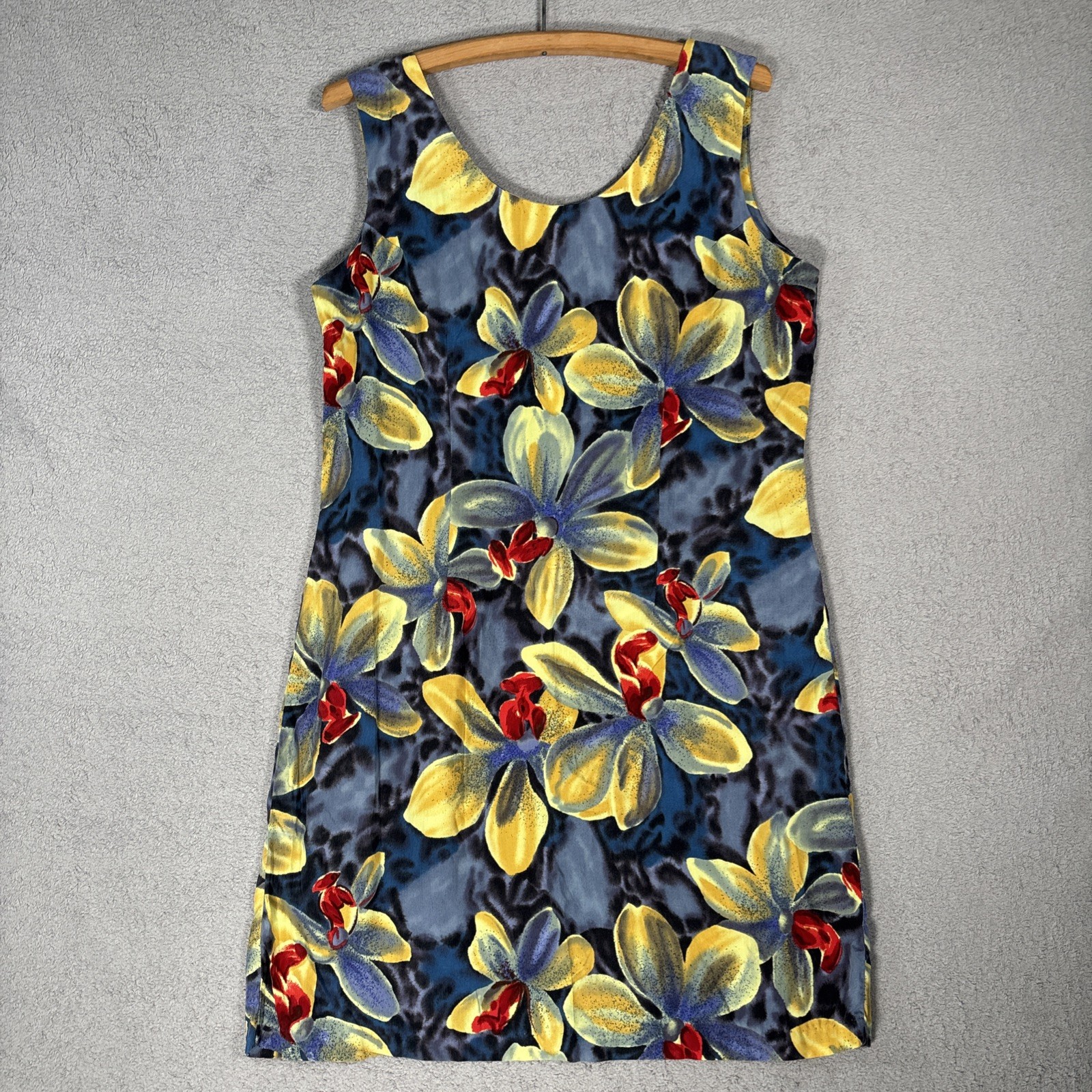 Vintage Paradise Found Hawaiian Mini Dress Women Size L Rayon Floral Aloha Retro