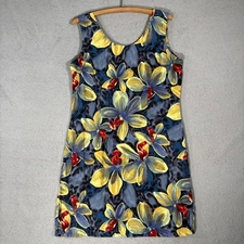 Vintage Paradise Found Hawaiian Mini Dress Women Size L Rayon Floral Aloha Retro