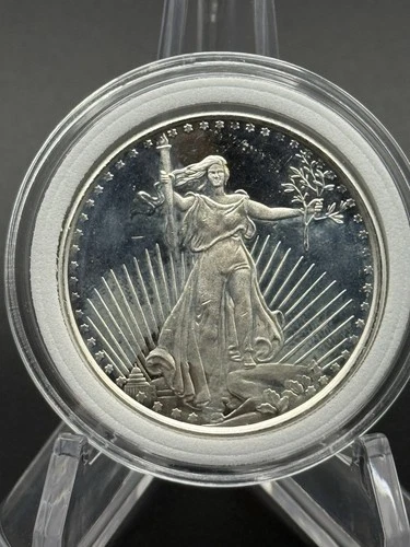Silvertowne Saint Gaudens 1 oz 999 Fine Silver Round, Uncirculated with Capsule
