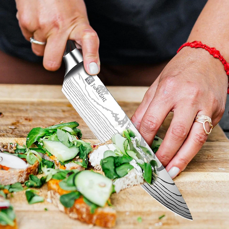 ® Set Di 4 Coltelli Da Cucina Professionali in Acciaio Inox, Lame Affilate, Con  - Immagine 4 di 4