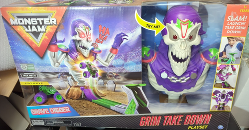 NEW MONSTER JAM Grim Take Down Featuring Grave Digger