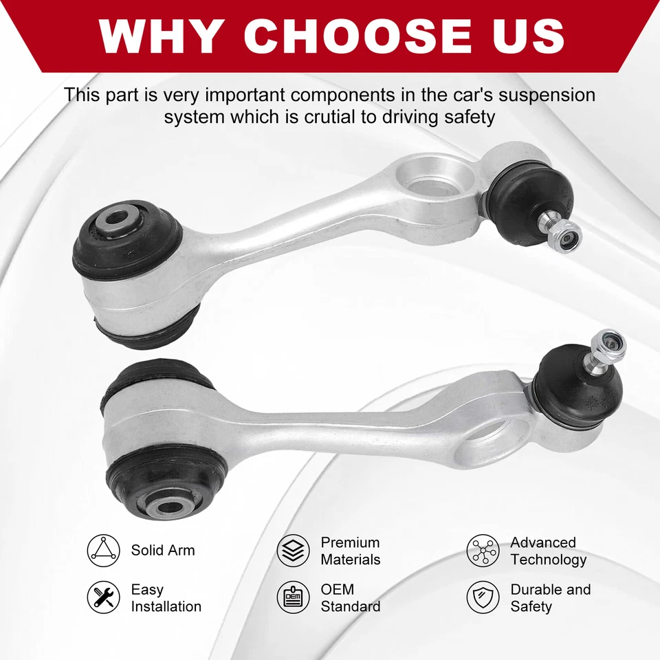 4 Pcs Front Upper Control Arm + Lower Ball Joint Kit for Mercedes Benz 1984-1991 - Image 3 of 4