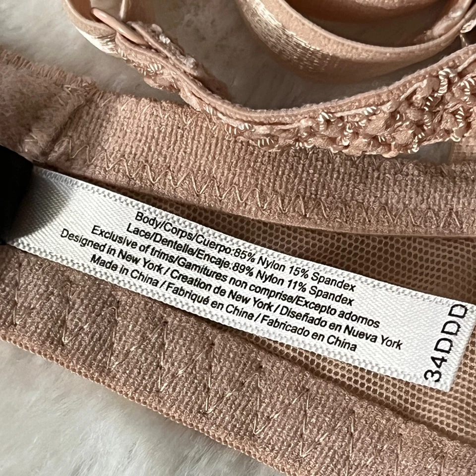 Sutiã Adore Me 34DDD sexy transparente sem forro floral renda com aro bege - Imagem 3 de 4
