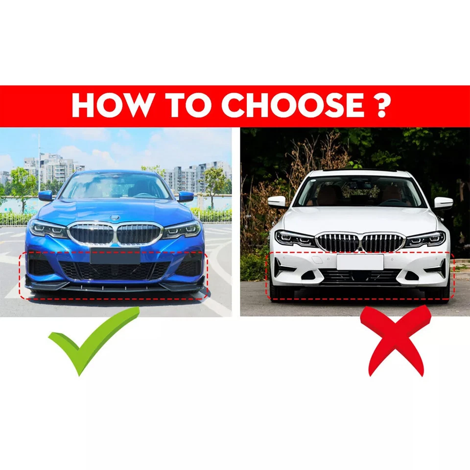 For BMW G20 330i M340i M Sport 2019-22 GT Style Gloss Black Front Bumper Lip Kit - Image 2 of 4