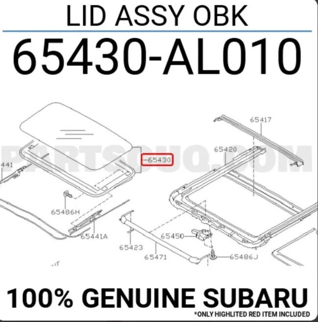 Subaru Outlander Sunroof Window Glass 65430AL010 BRAND New - Image 3 of 4