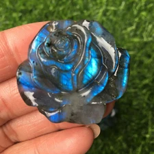 Natural Labradorite Hand Carved The roses Quartz Crystal Healing 1pc 