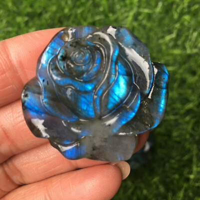 #ad Natural Labradorite Hand Carved The roses Quartz Crystal Healing 1pc $17.99