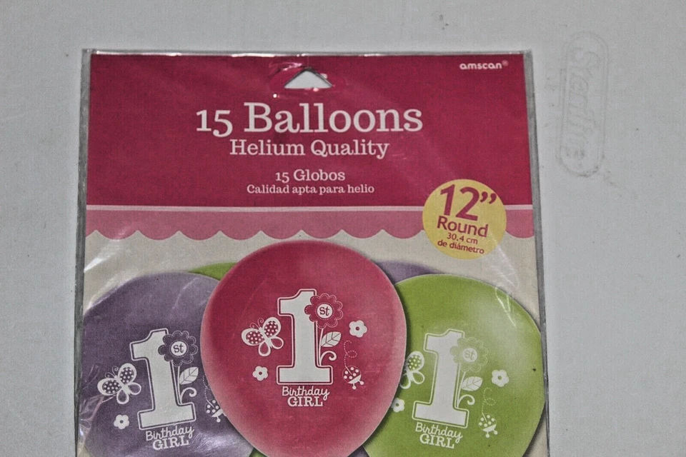 Cumpleaños Niña 1 Un Globo 15 Piezas 12" Redondo Verde Rosa Púrpura Mariposas Foto 2 de 4