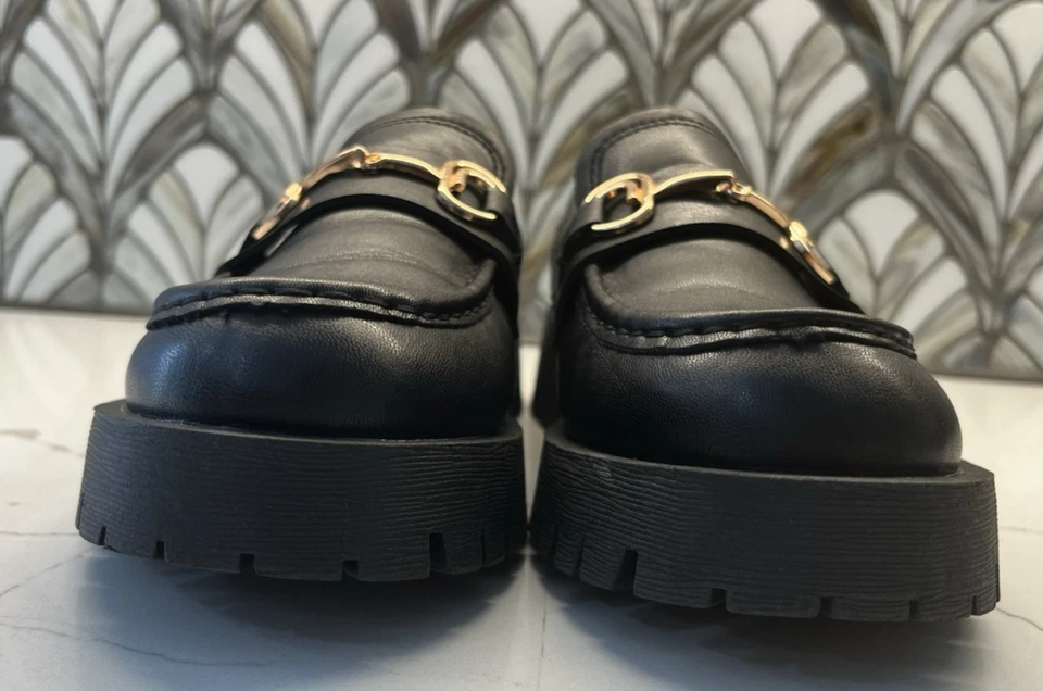 Chunky Rouge Helium Black Lug Sole Loafers 1990s Y2K Size 7 - Image 2 of 4