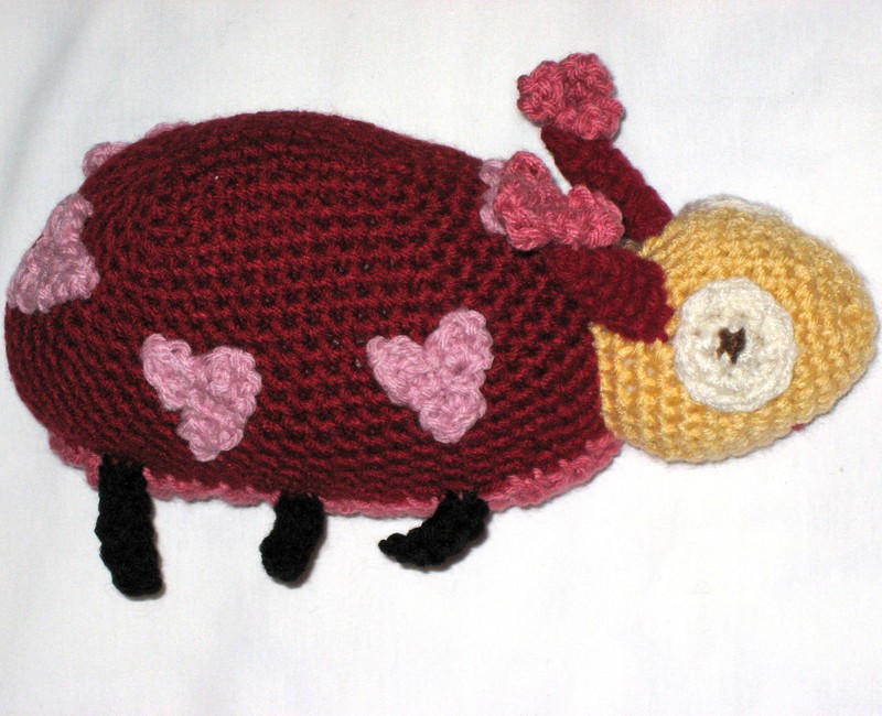 HANDMADE Knit CROCHET Heart LADYBUG Plush STUFFED ANIMAL a KIDS Toy INSECT Doll!