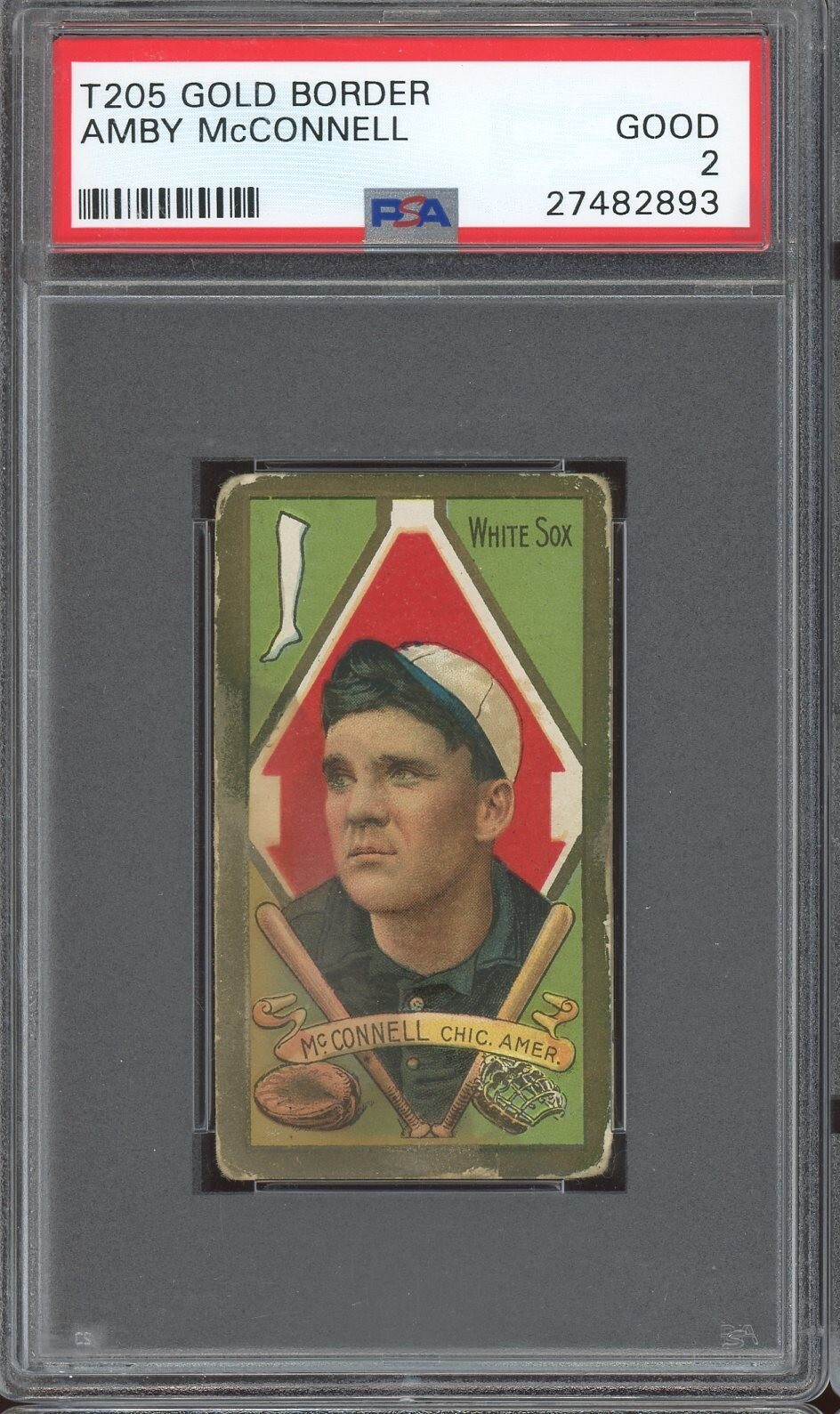 1911 T205 Gold Border Baseball Amby Mcconnell PSA 2