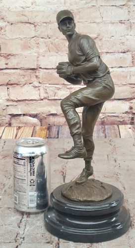 Baseball Pitcher Pure Solid Bronze Sculpture Award Trophy Hand Made Art Deco - Picture 2 of 10
