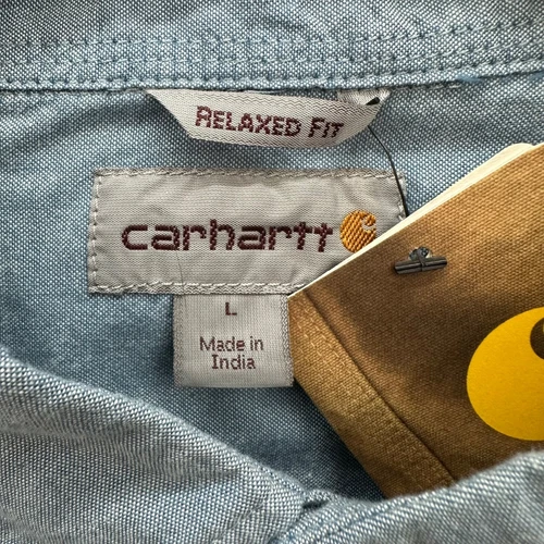 Carhartt GE Johnson Relaxed Short Sleeve Chambray Button Up Shirt Mens Large NEW