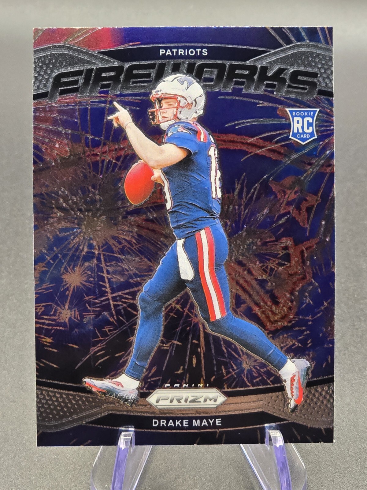 2024 Panini Prizm DRAKE MAYE Fireworks Insert RC New England Patriots DM2