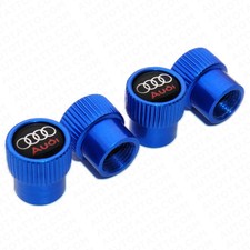 4pcs Universal Fit Audi Car Wheels Tire Air Valve Caps Stem Dust Cover Blue