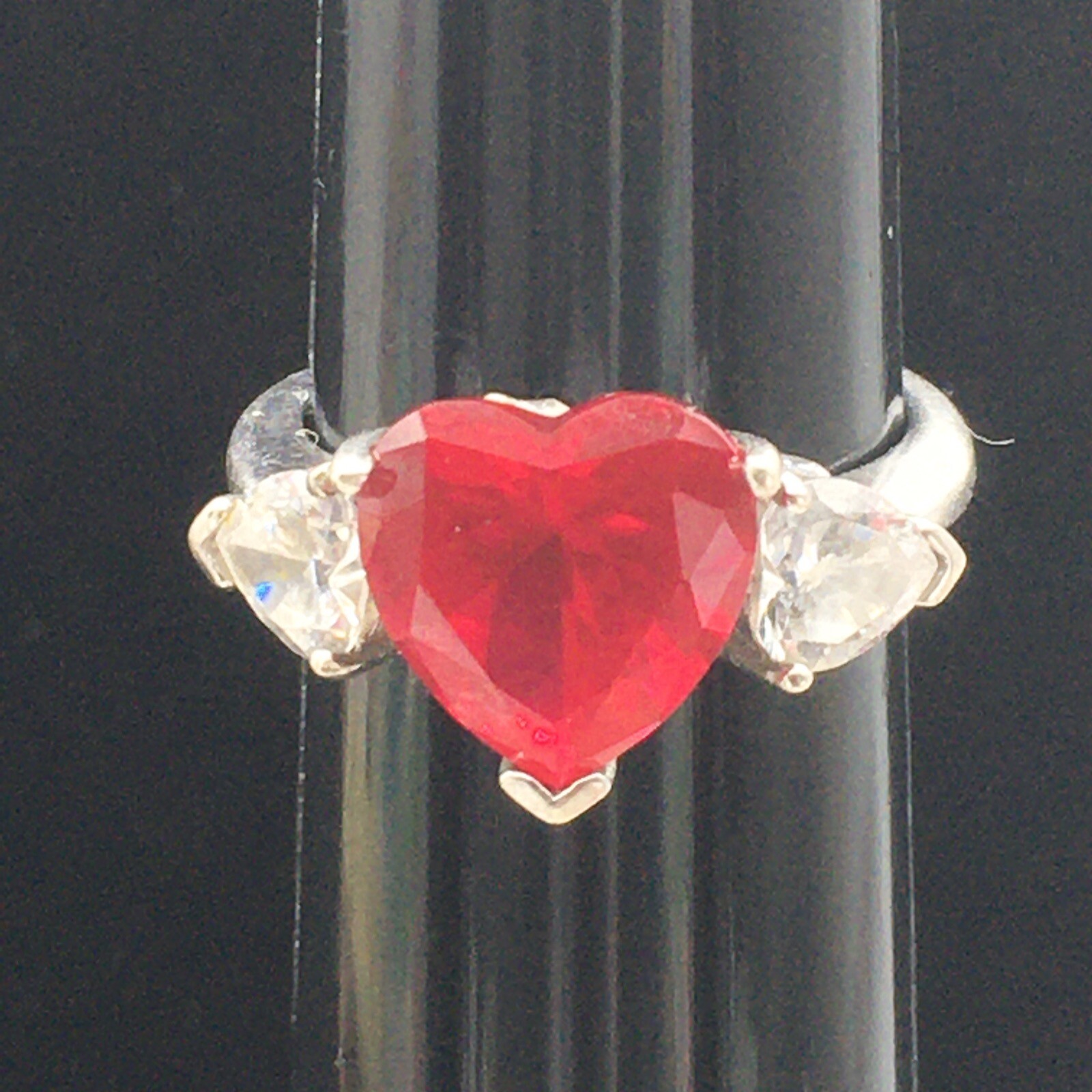 Danbury Mint Simulated Ruby Heart Ring Size 6 Mar… - image 13
