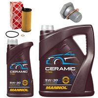 MotoröL Filter Set Mannol 5W-30 Ceramic 6 Liter + Schraube FüR Bmw 3Er 5Er Mini