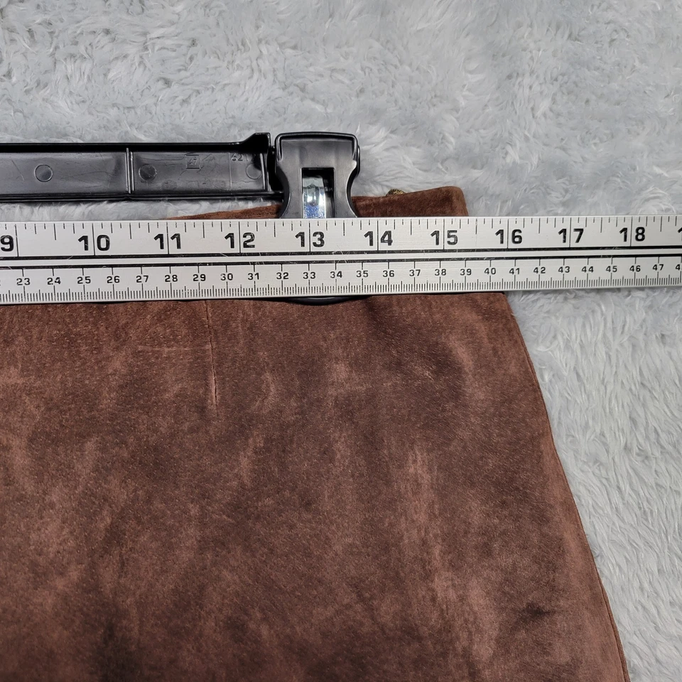 Newport News Falda Lápiz Mujer 10 Marrón Gamuza Genuina Cuero Cerdo 30x22 Foto 4 de 4