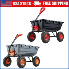 Wheelbarrow Heavy Duty Wagon Garden Cart Yard Dump Lawn Utility Steel 800 lbs