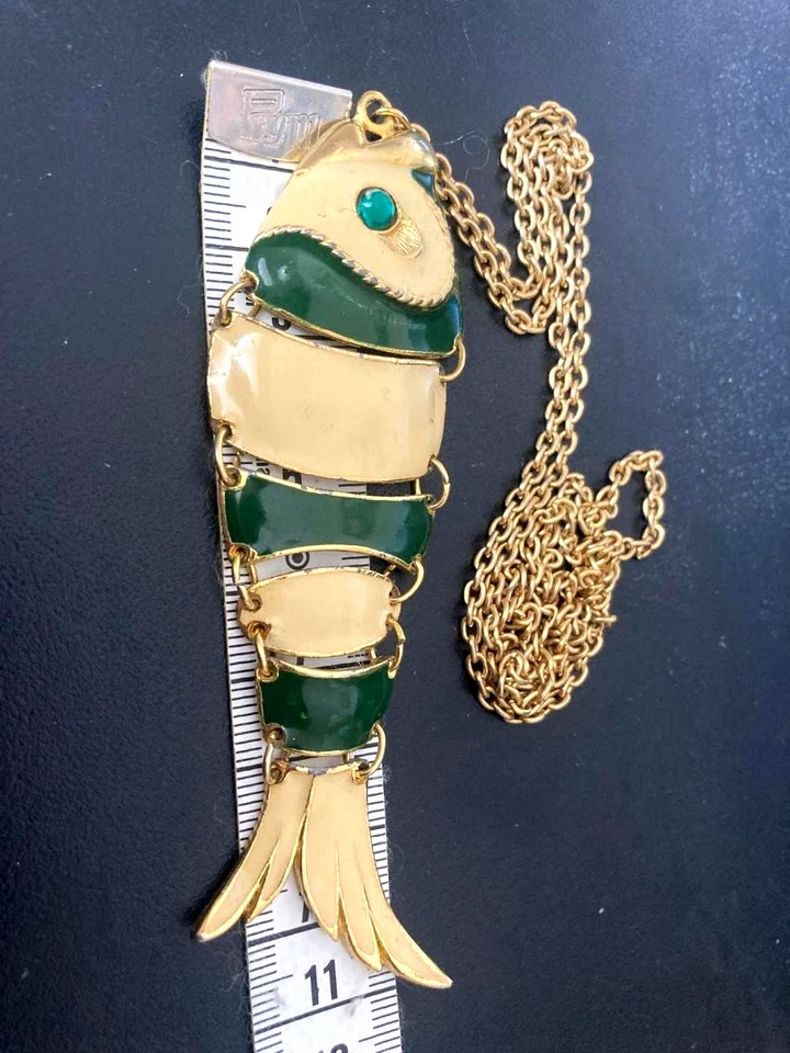 chaine avec pendentif emaille vintage - Photo 4/4