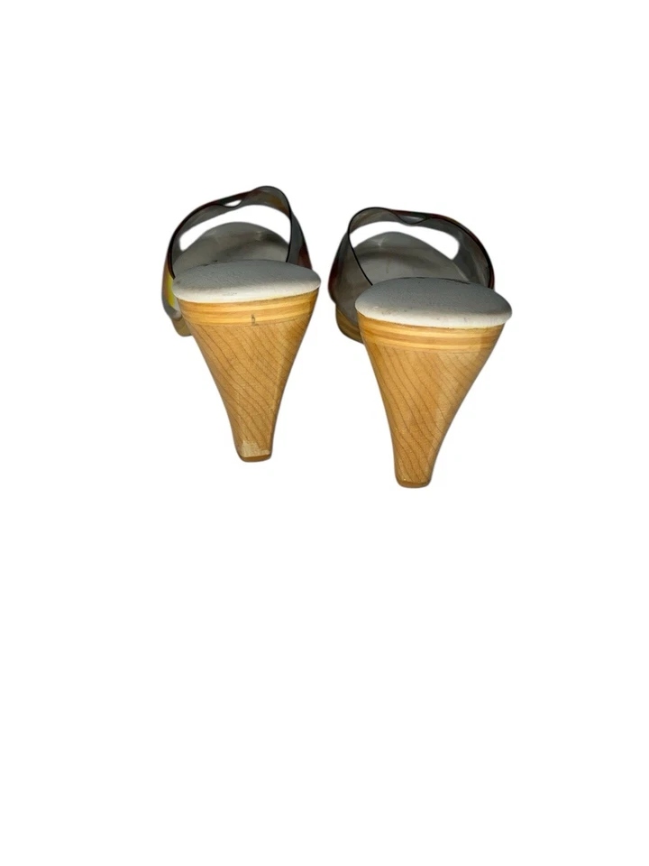 复古 20 世纪 60 年代 Island 拖鞋木跟凉鞋 透明提基夏威夷 MCM 6 — 第 4/4 张图片