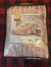 Full Duvet Cover Set, Faux Fur Duvet Cover Full/Queen Blush/Gold Duvet Set