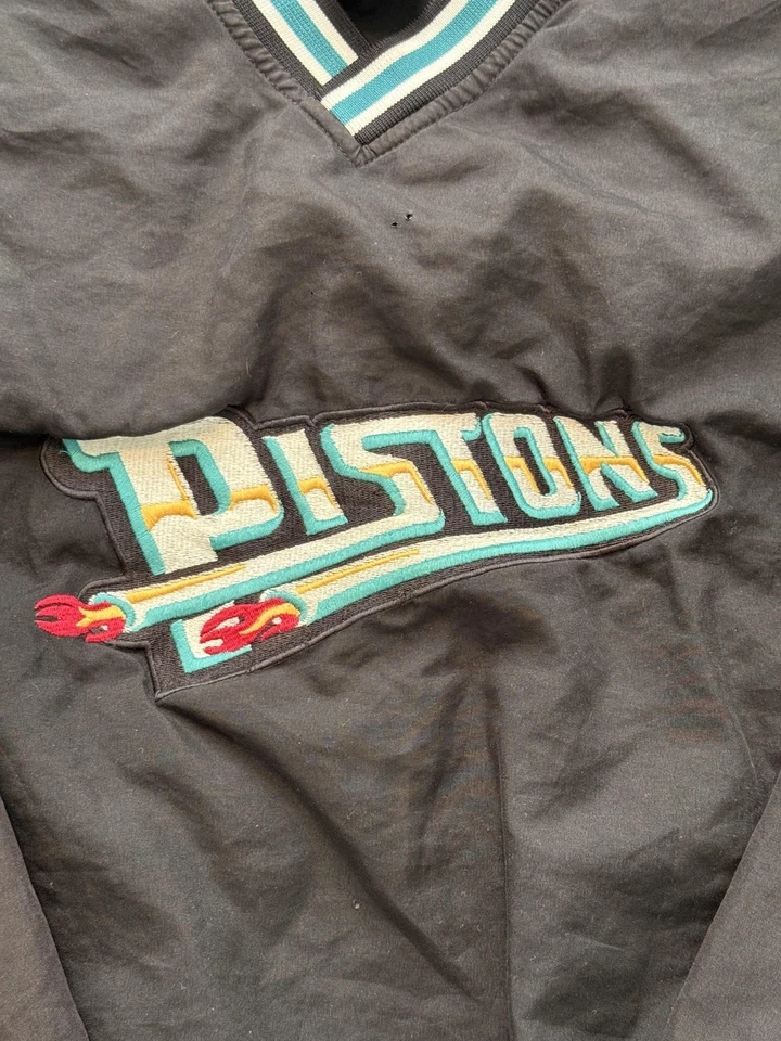 Suéter Pullover De Colección Detroit Pistons Para Hombre Negro NBA Baloncesto Reebok Años 90 Foto 2 de 4