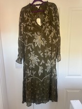 Monsoon dress size Large in khaki and white