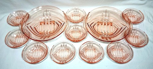 Art Deco Glas Stolzle Tschechische Schale Set 12 Teile