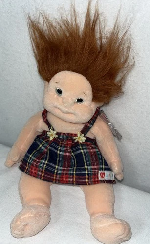 Vtg Ty Beanie Kid GINGER plaid dress soft doll 1992 10" Has Ear Tag