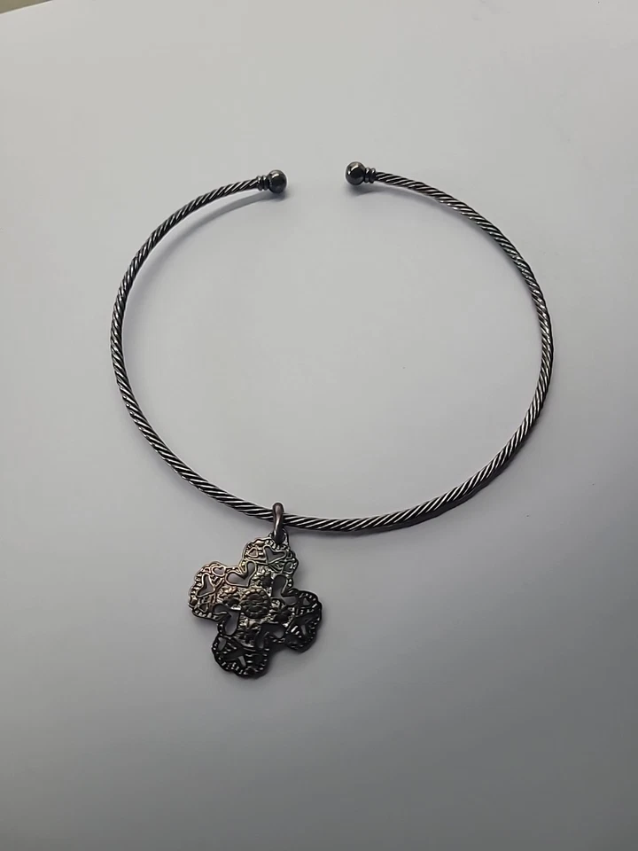 Cadena Cable Colgante Cruz Vástago Vintage Premier Designs Tono Plata Joyería Foto 2 de 4