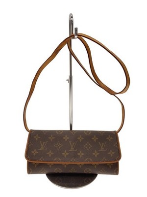 LOUIS VUITTON Pochette Twin GM Monogram Canvas PVC BRW From Japan